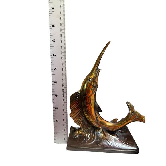 Vintage Bronze Swordfish Table Decor Bookend - Picture 2 of 7